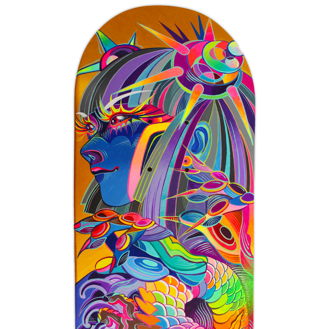 El Miedo "Hang On to Your Ego: Genesis III" Holbein Acrylic Gouaché on Skateboard